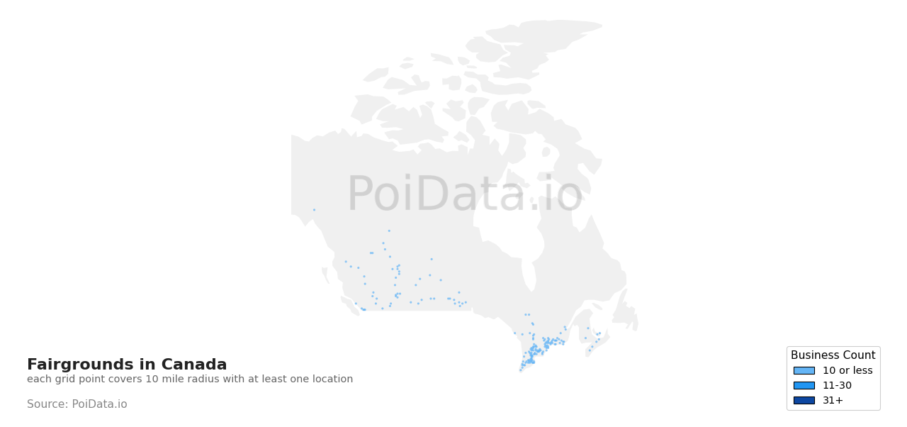 Fairground density map for Nova Scotia, Canada