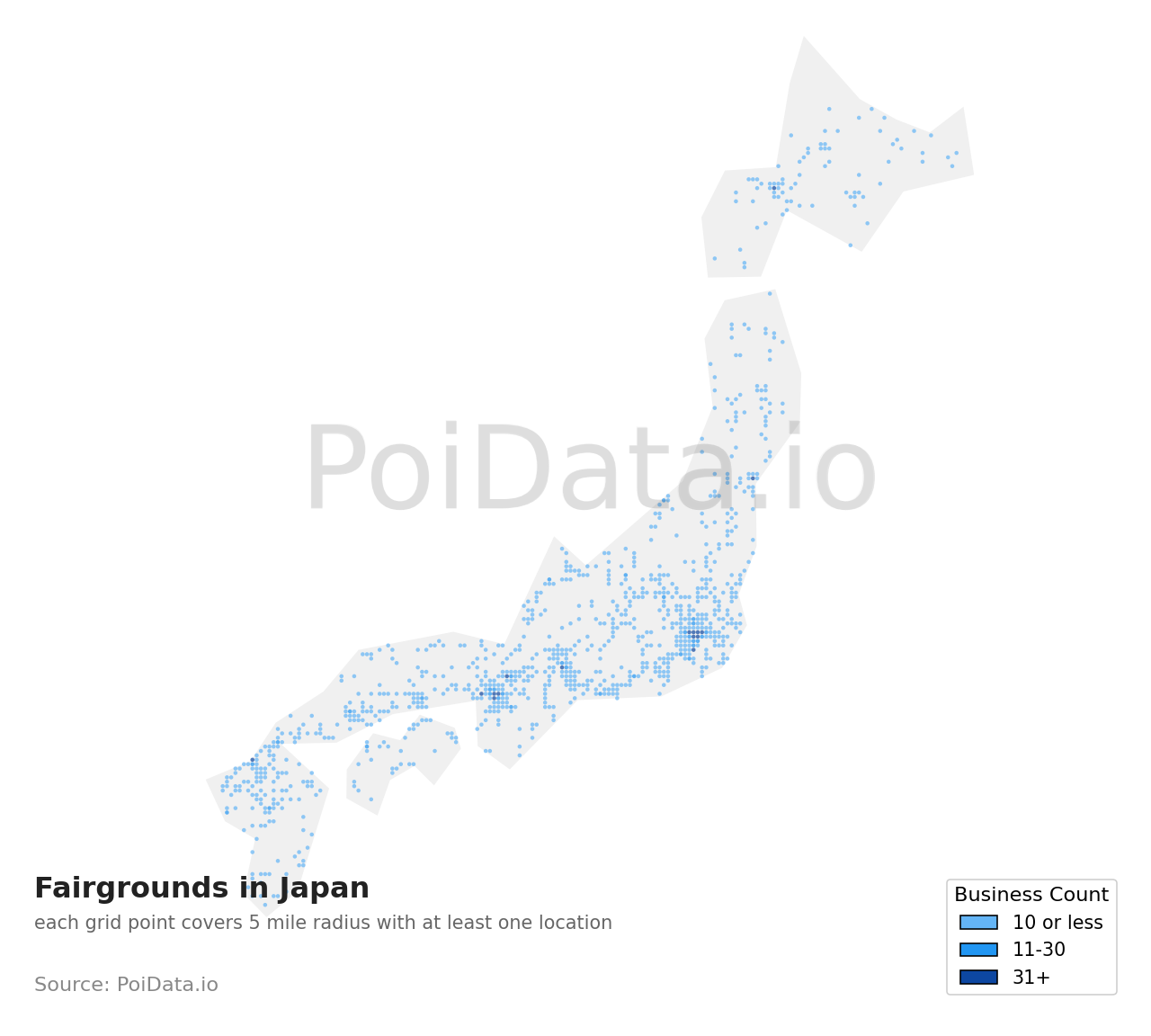 Fairground density map for Japan