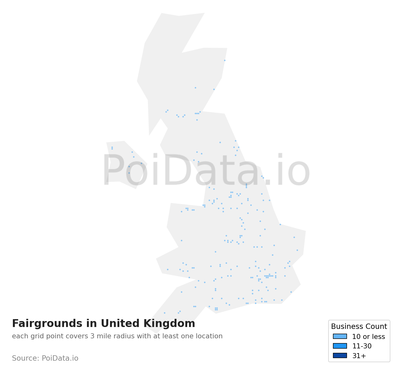 Fairground density map for United Kingdom