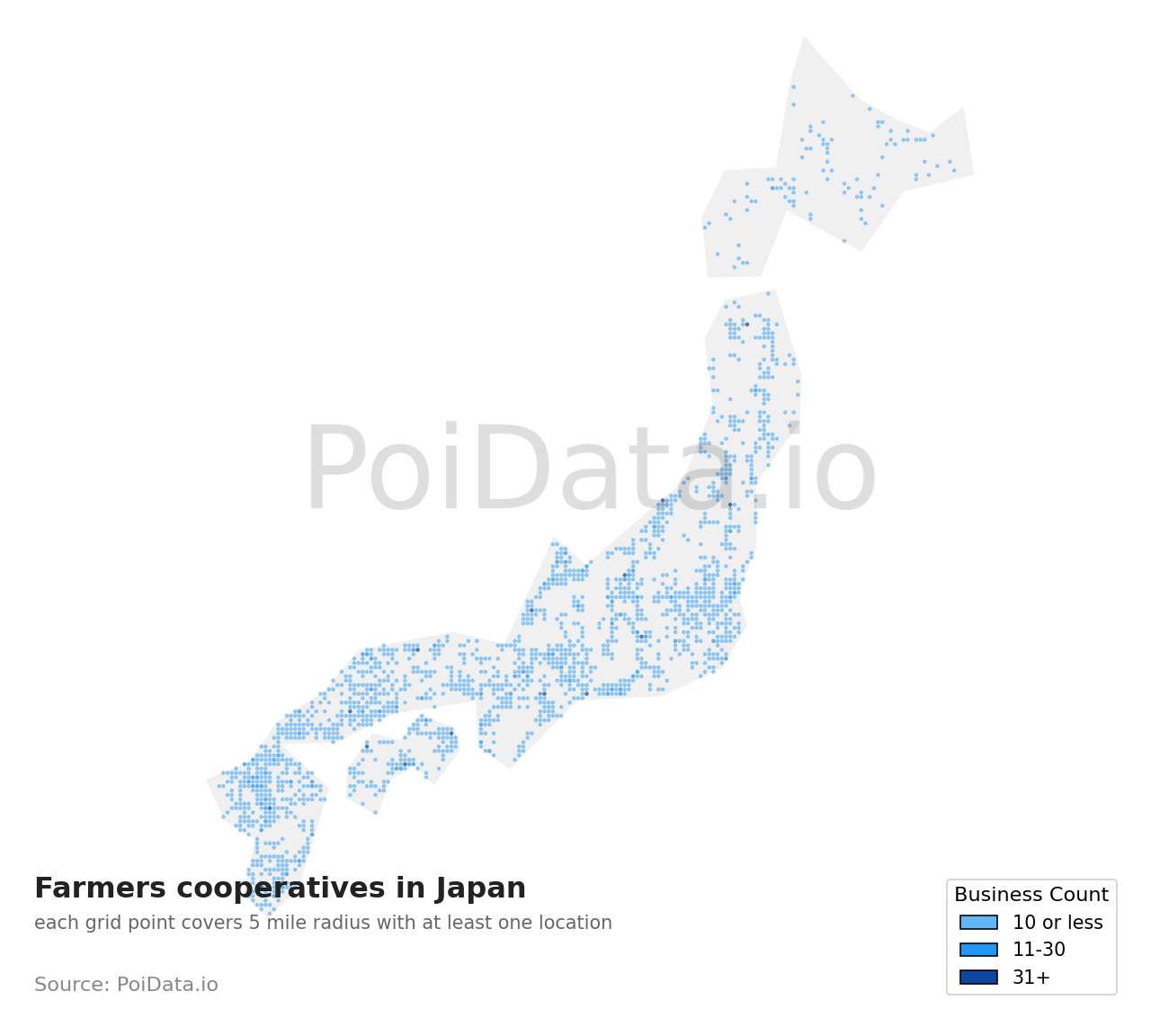 Farmers cooperative density map for Japan