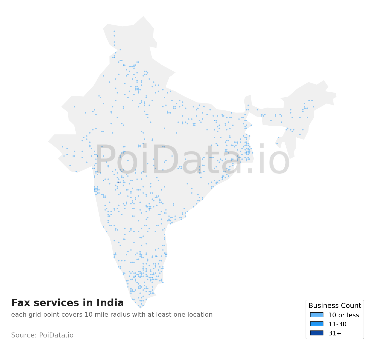 Fax service density map for India