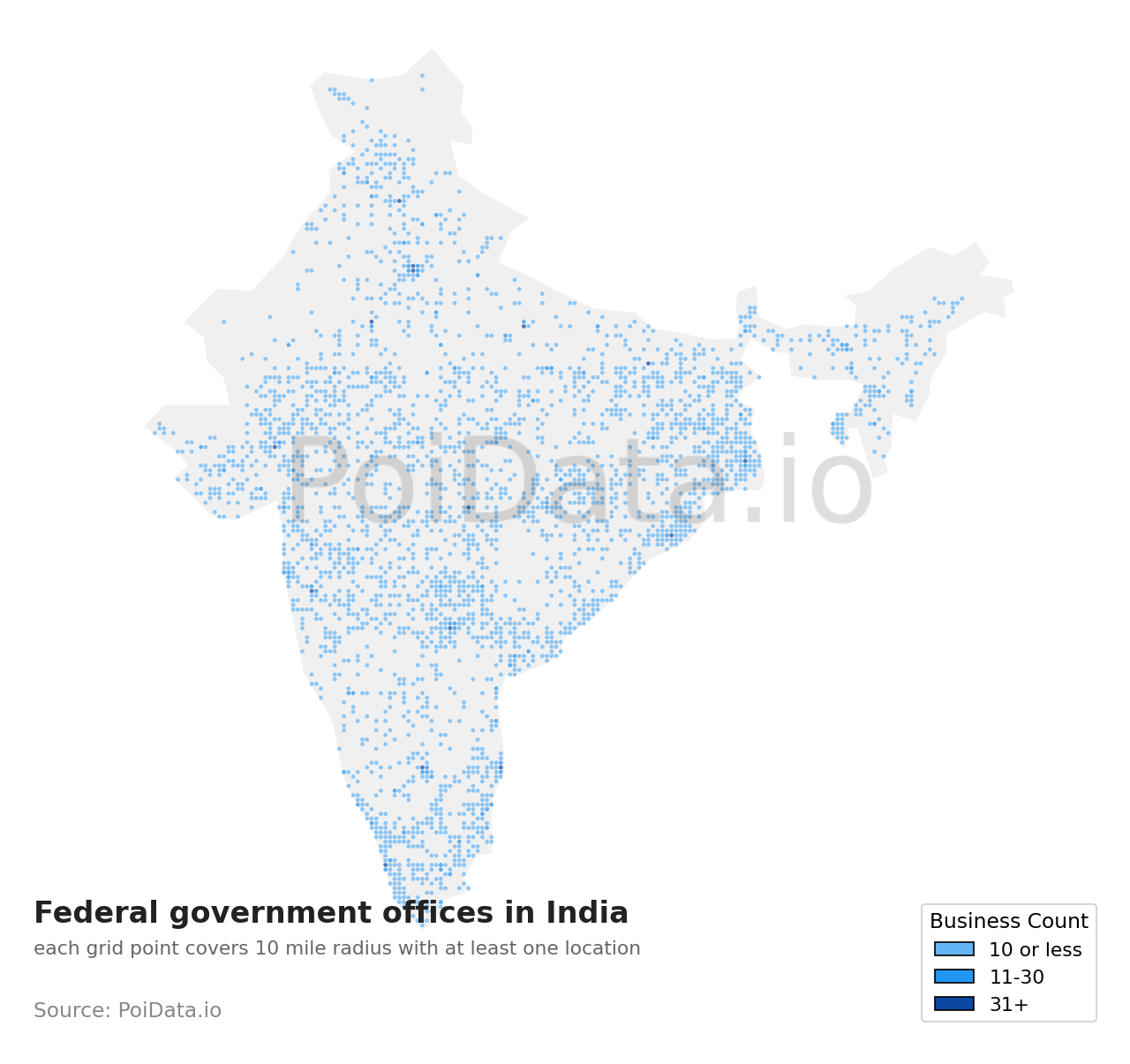 Federal government office density map for India