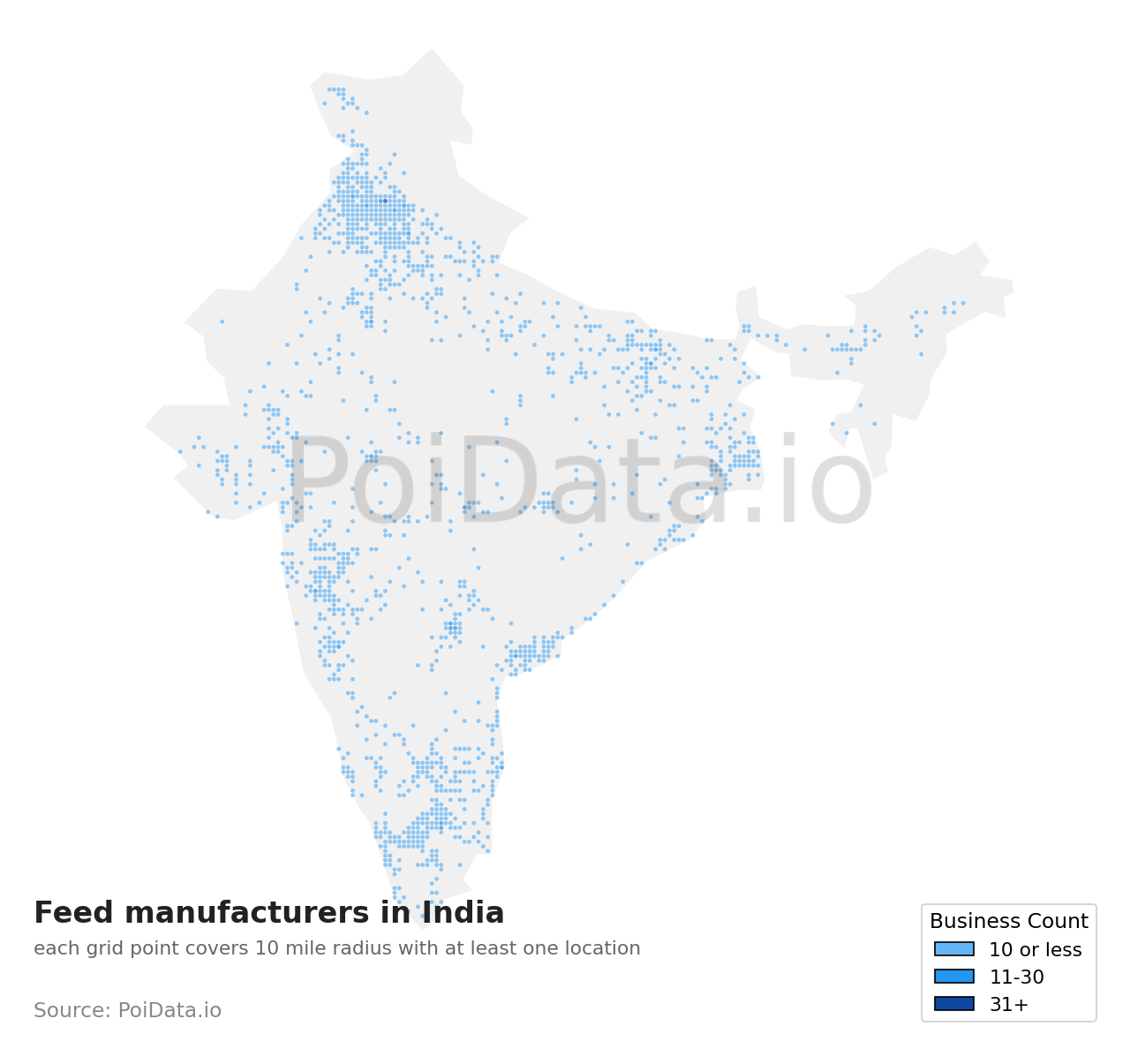 Feed manufacturer density map for India