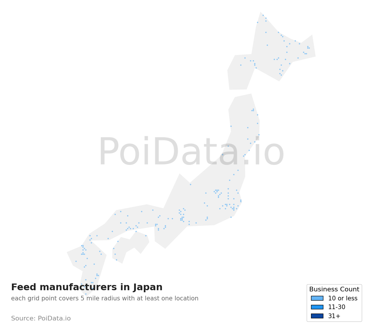 Feed manufacturer density map for Japan