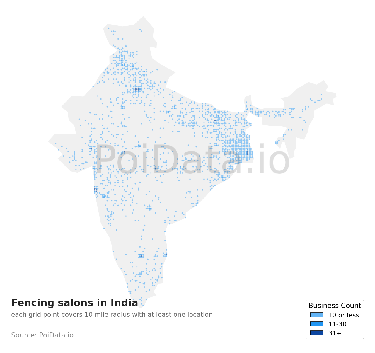 Fencing salon density map for India