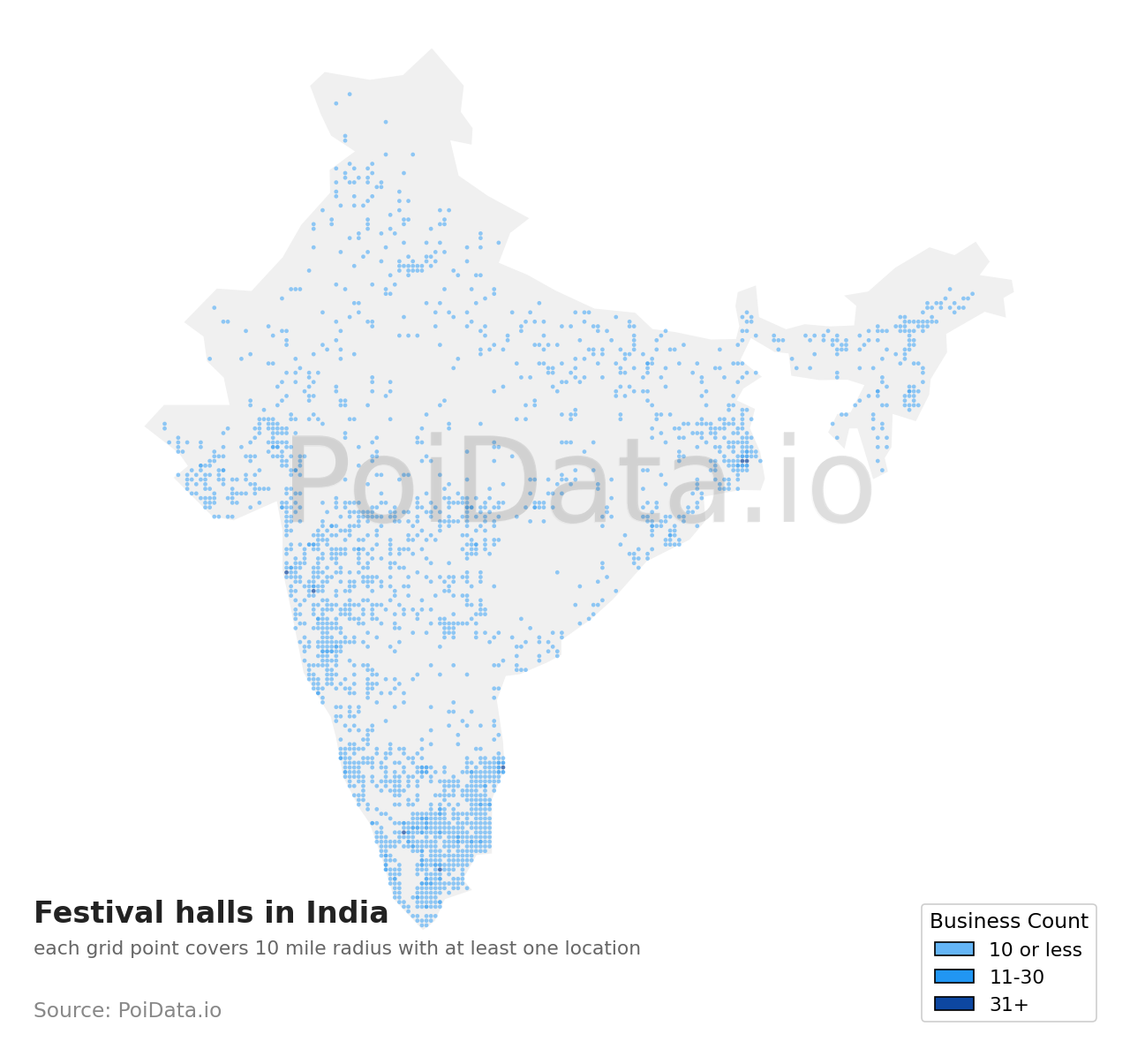 Festival hall density map for India