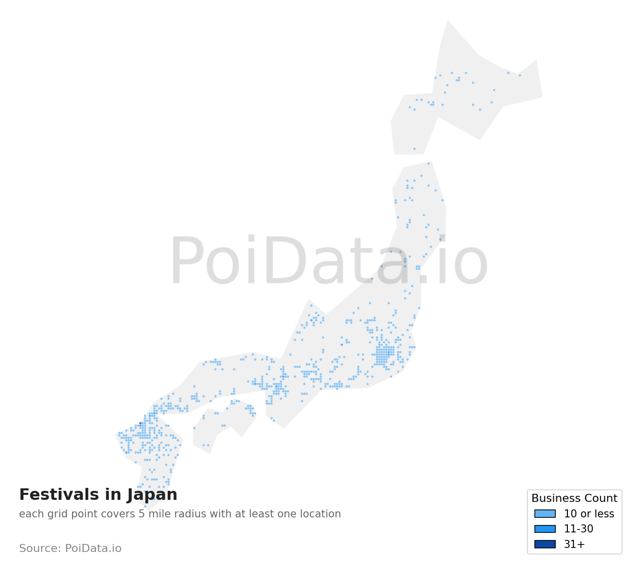 Festival density map for Japan