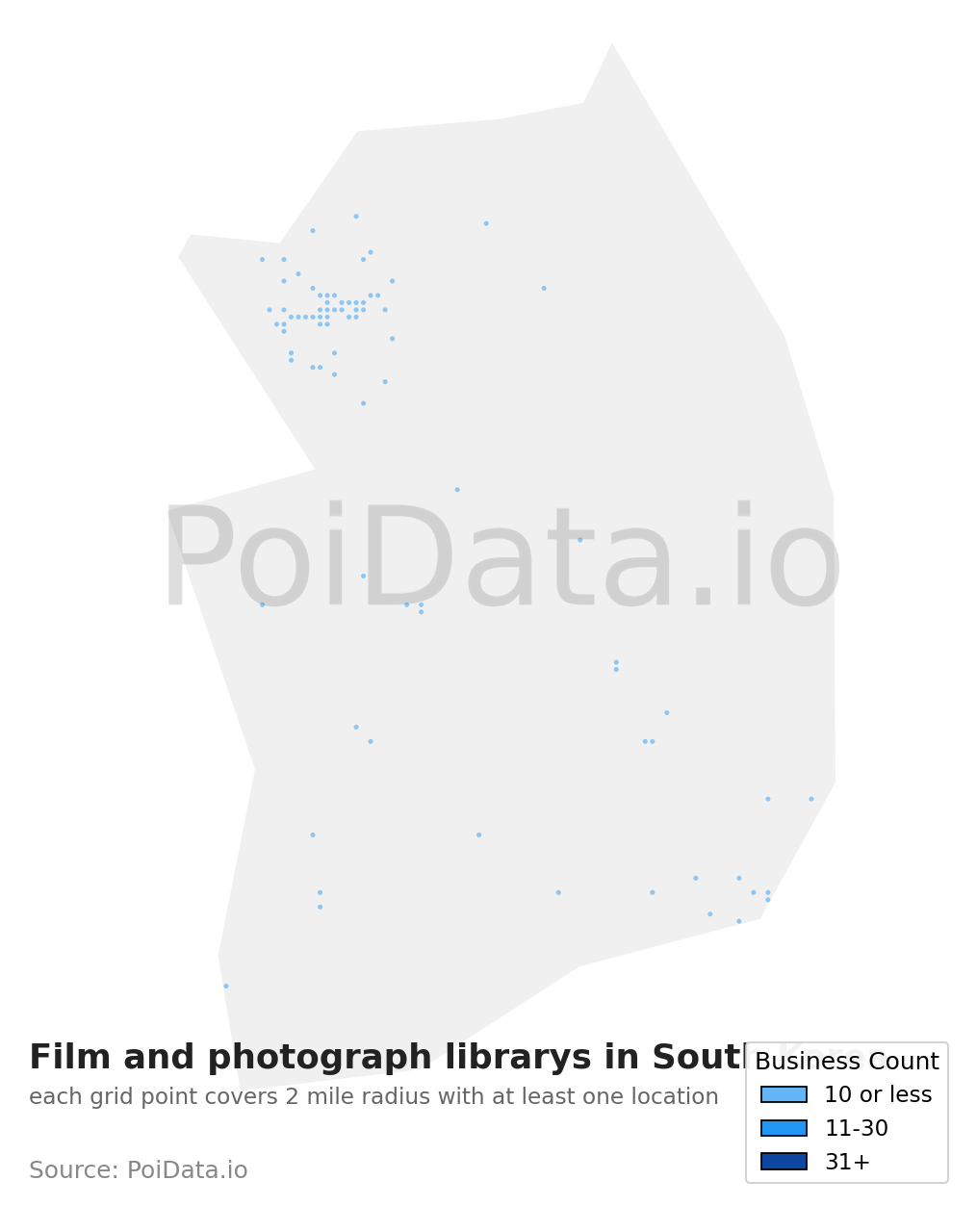 Film and photograph library density map for South Korea