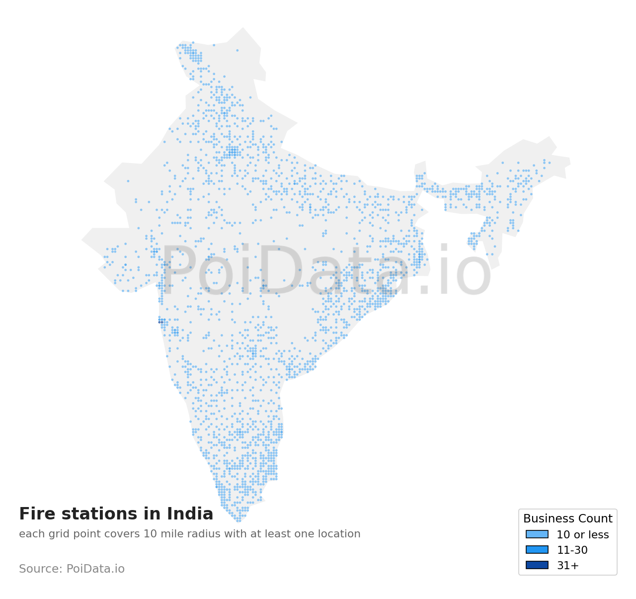 Fire station density map for India