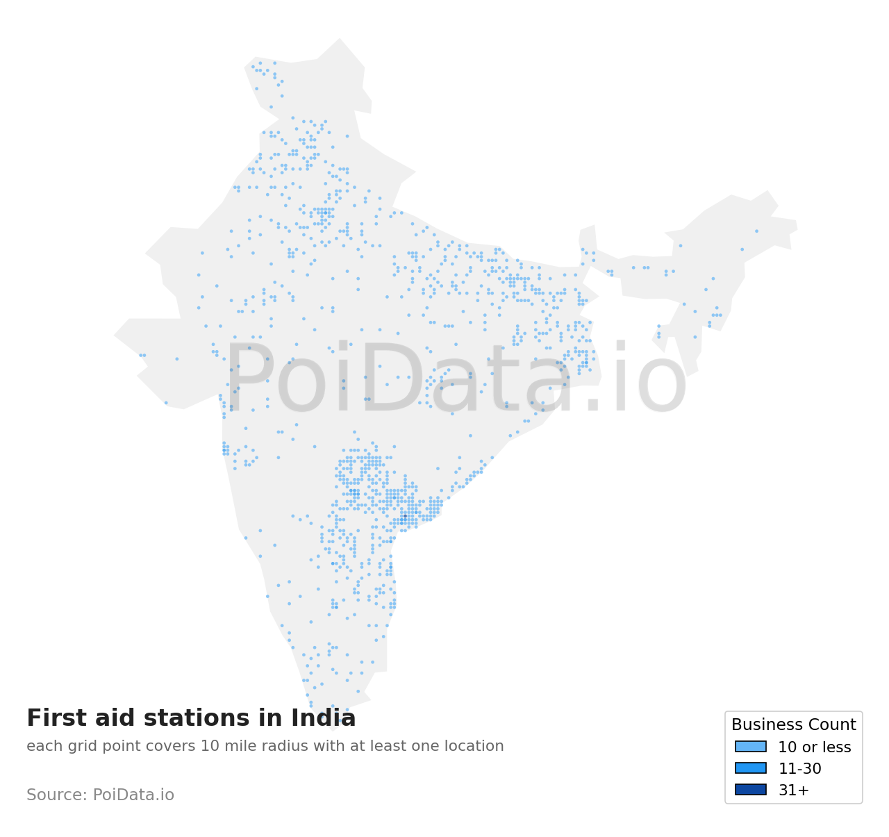 First aid station density map for India