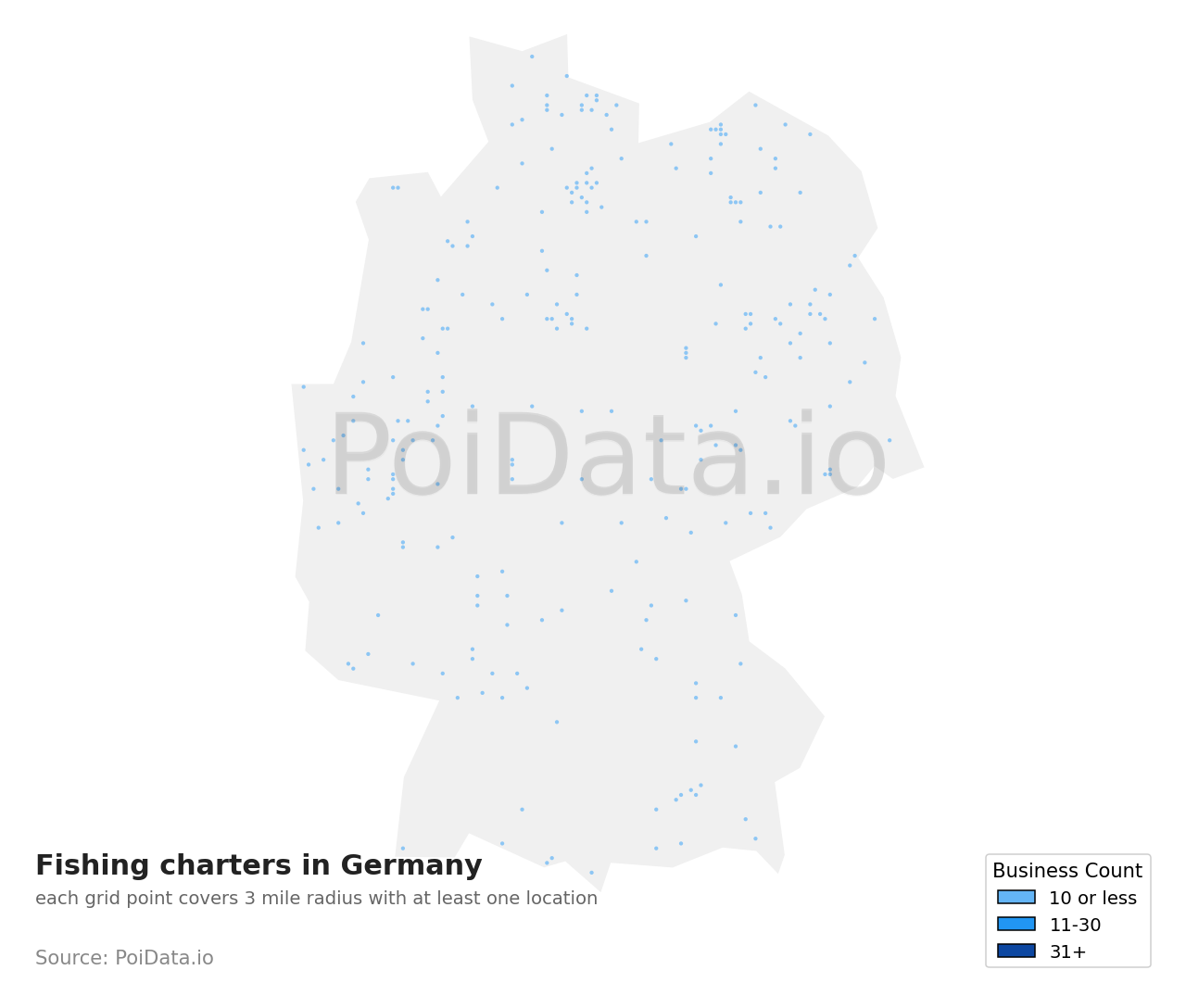 Fishing charter density map for Germany