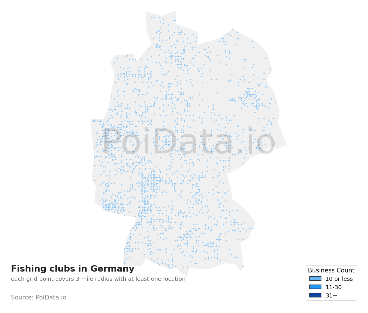 Fishing club density map for Germany