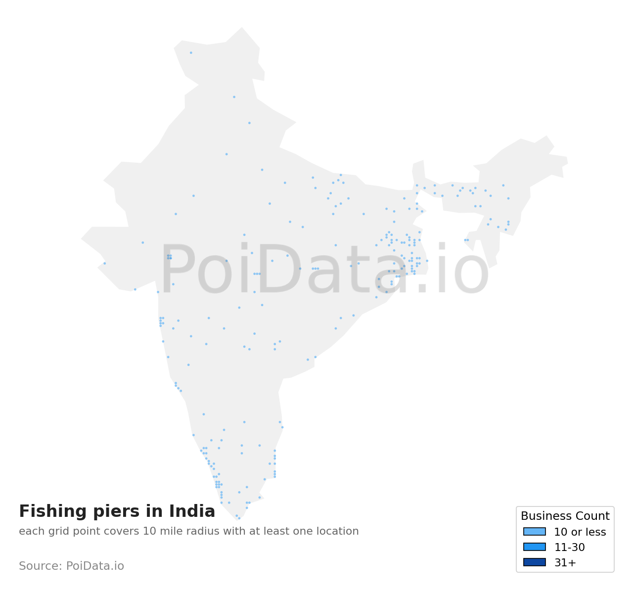 Fishing pier density map for India