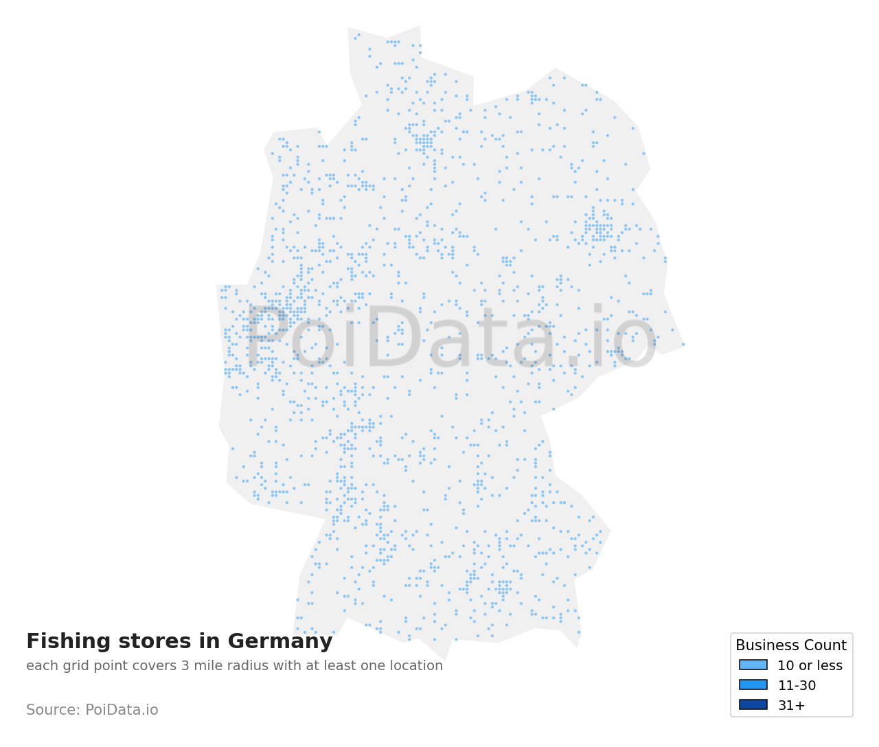 Fishing store density map for Germany