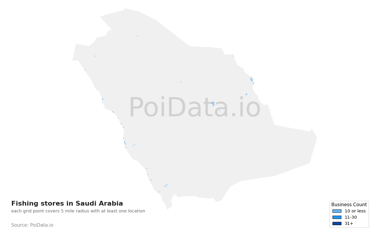 Fishing store density map for Saudi Arabia