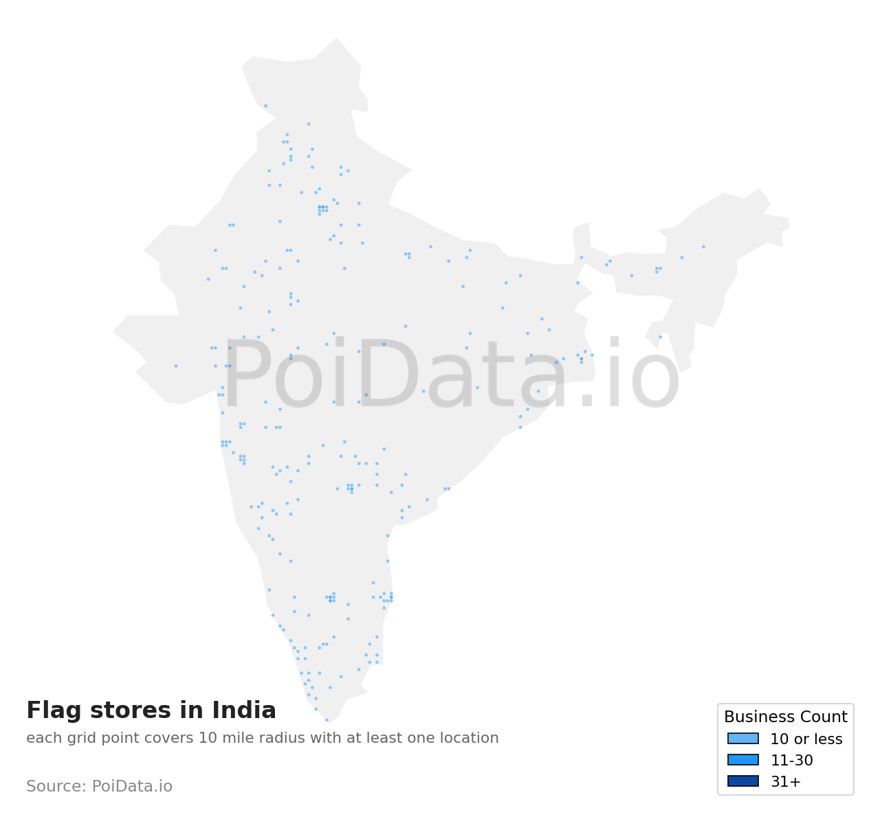 Flag store density map for India