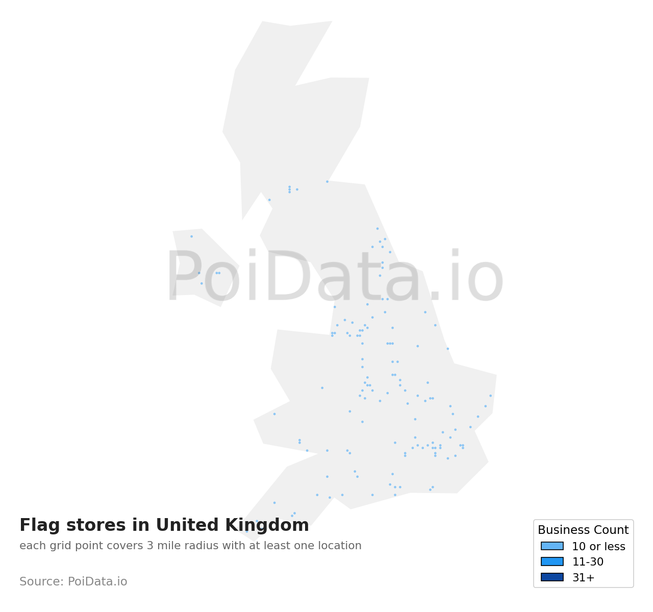 Flag store density map for United Kingdom