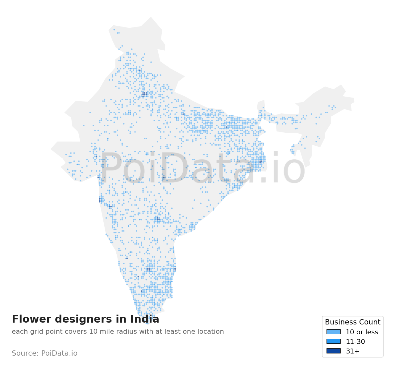 Flower designer density map for India