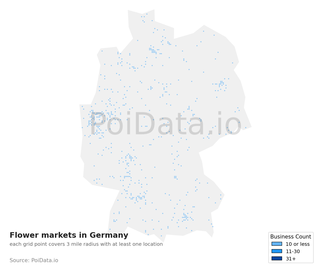 Flower market density map for Germany