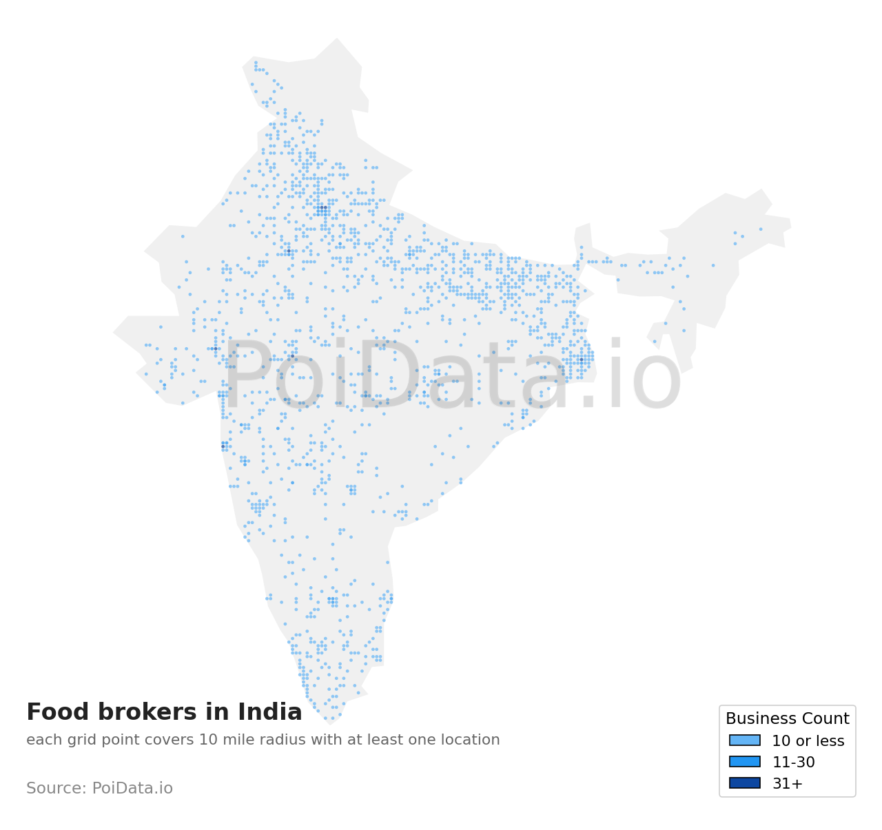 Food broker density map for India