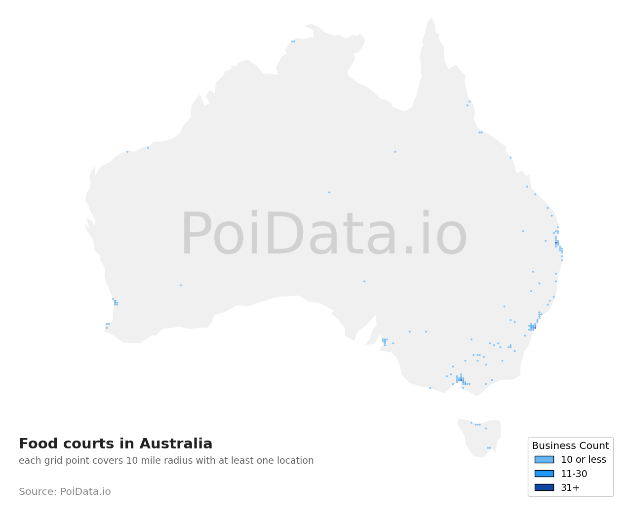 Food court density map for Australia