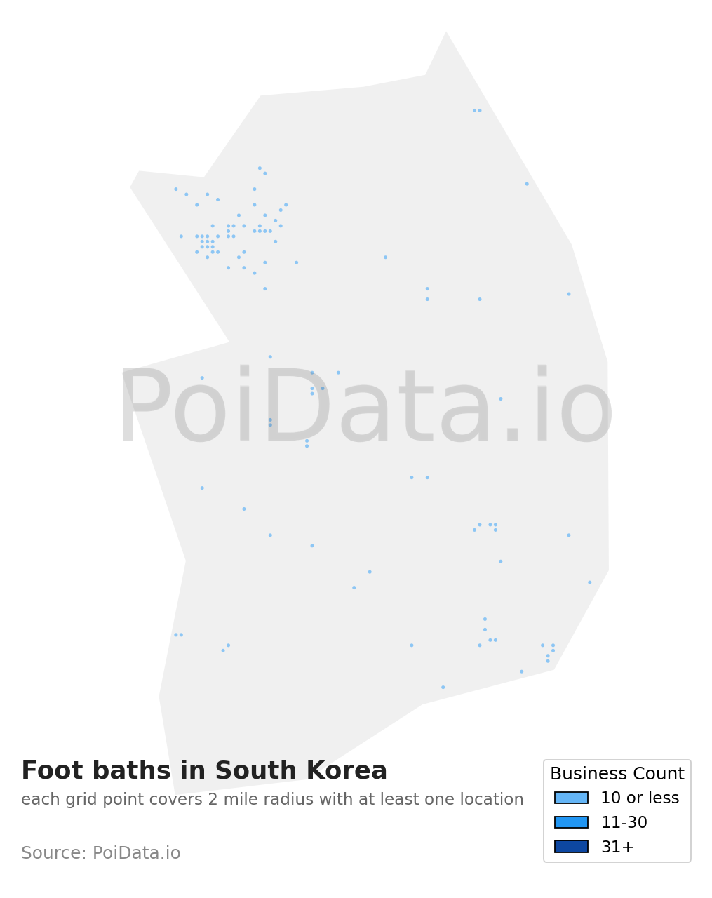 Foot bath density map for South Korea