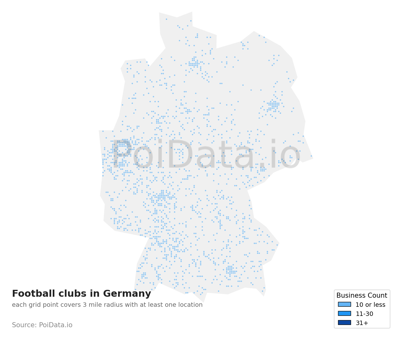 Football club density map for Germany