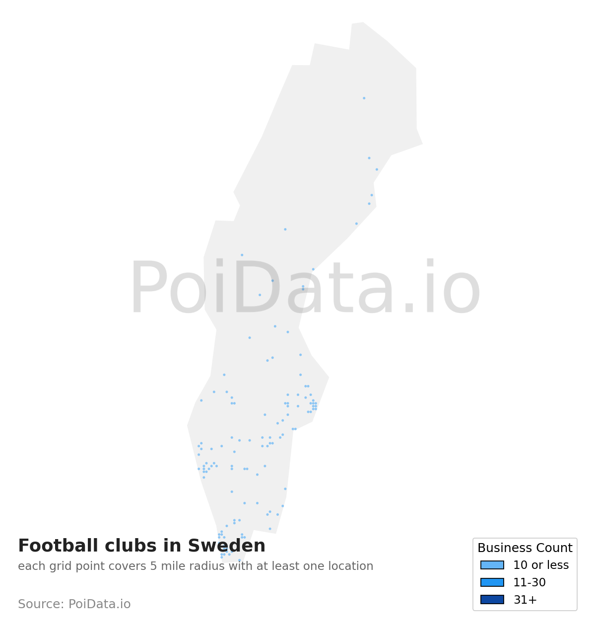 Football club density map for Sweden