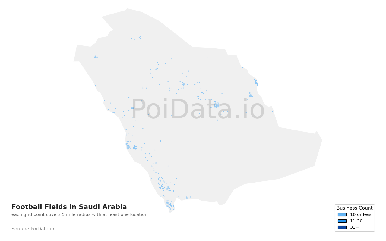 Football Field density map for Saudi Arabia