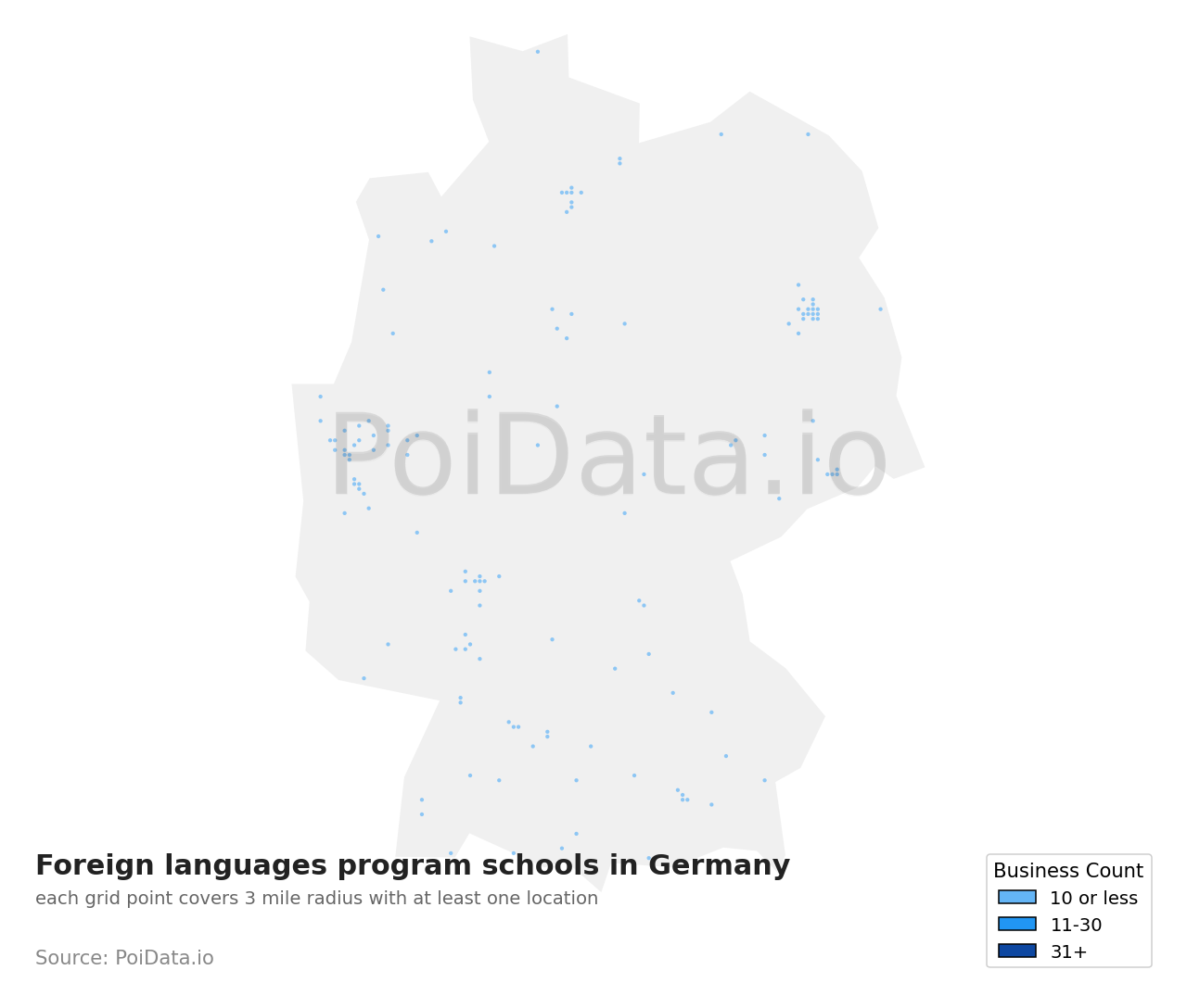 Foreign languages program school density map for Germany
