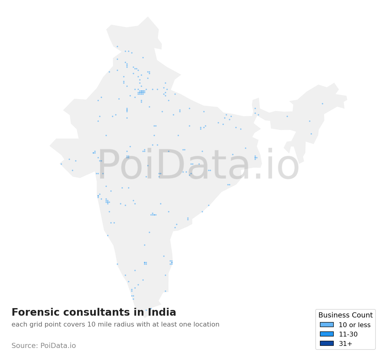 Forensic consultant density map for India