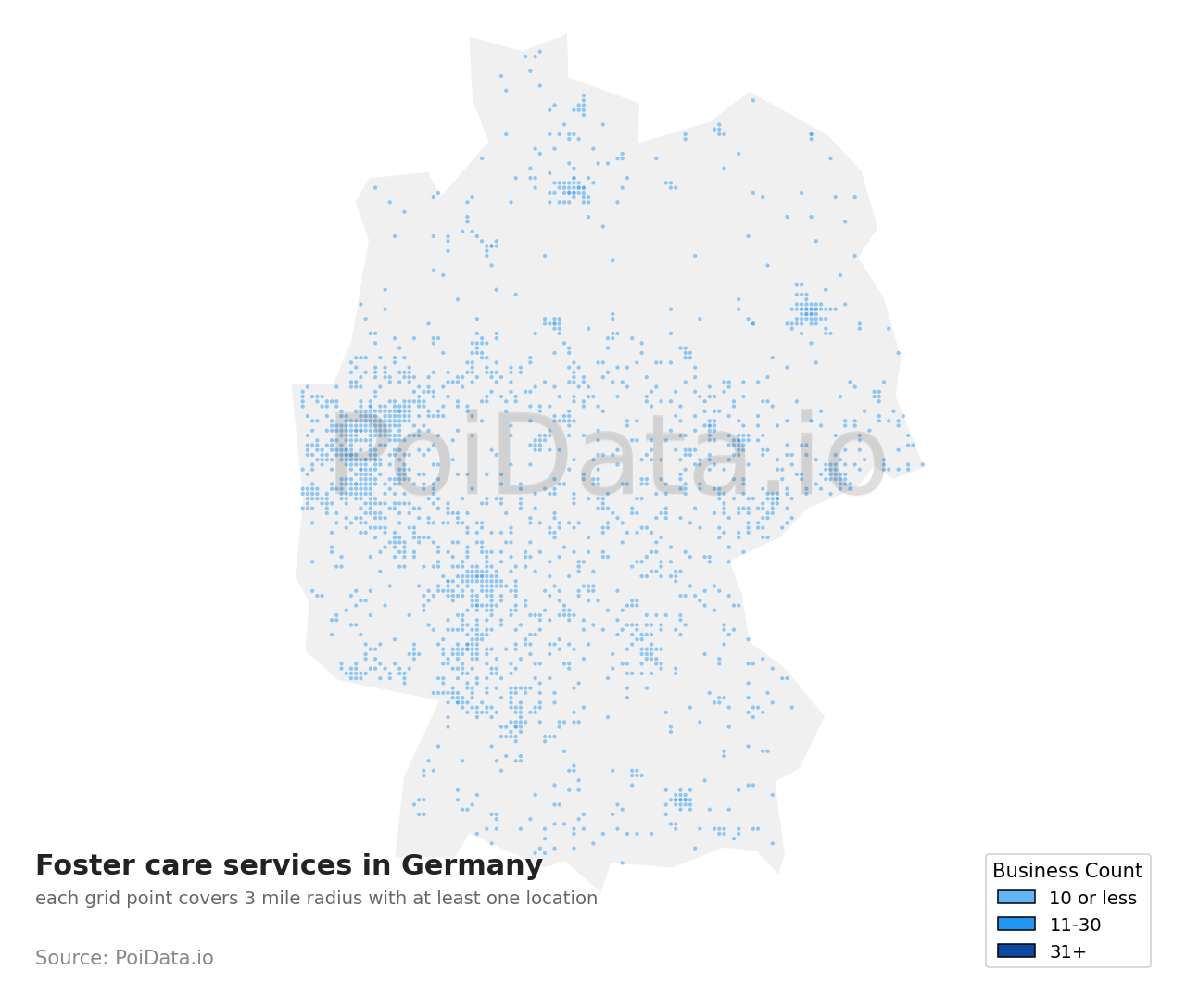 Foster care service density map for Germany