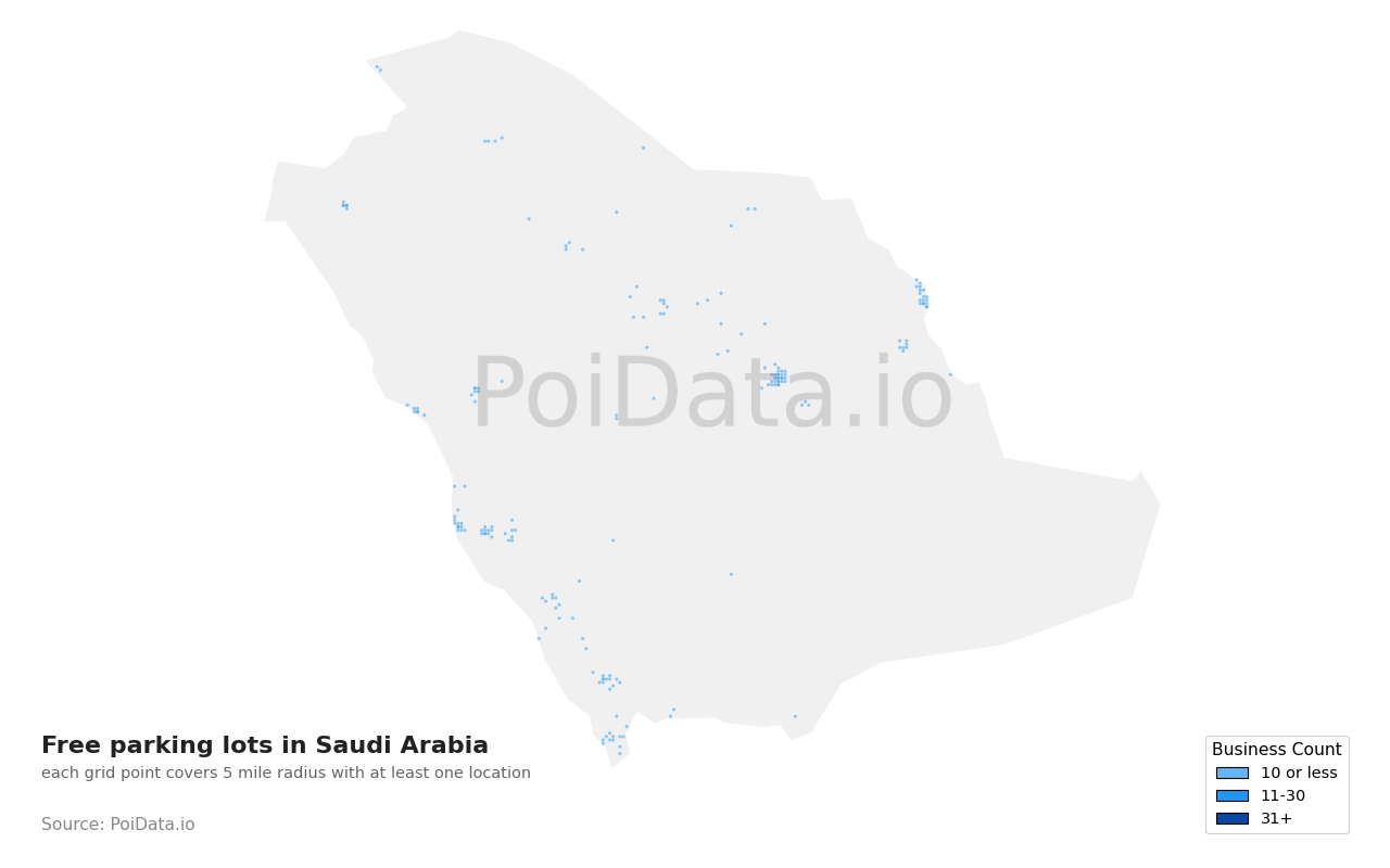 Free parking lot density map for Saudi Arabia