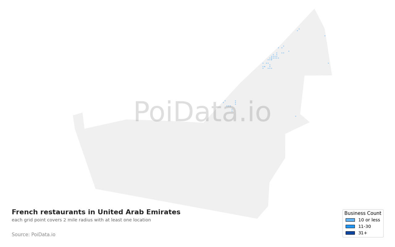 French restaurant density map for United Arab Emirates