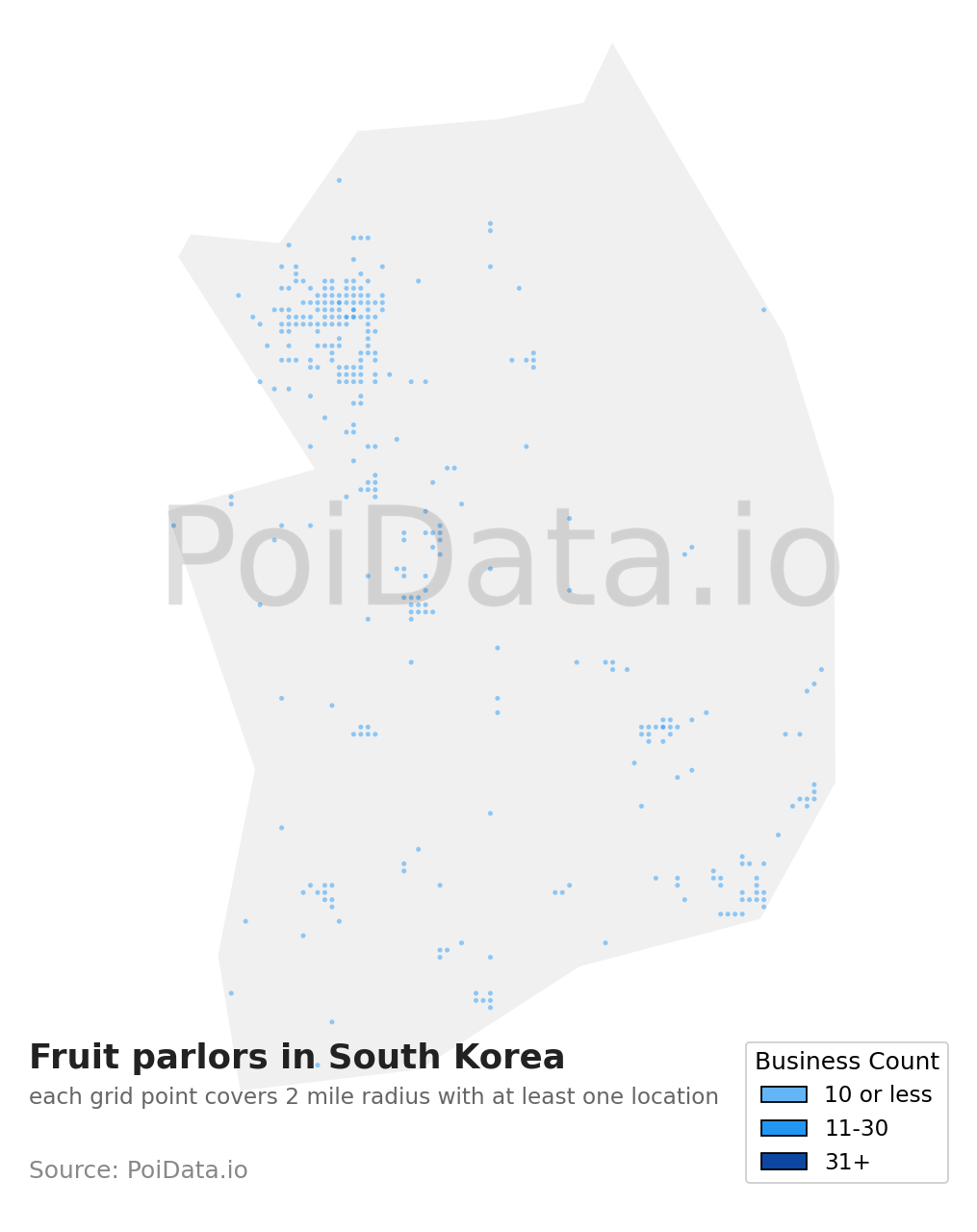 Fruit parlor density map for South Korea