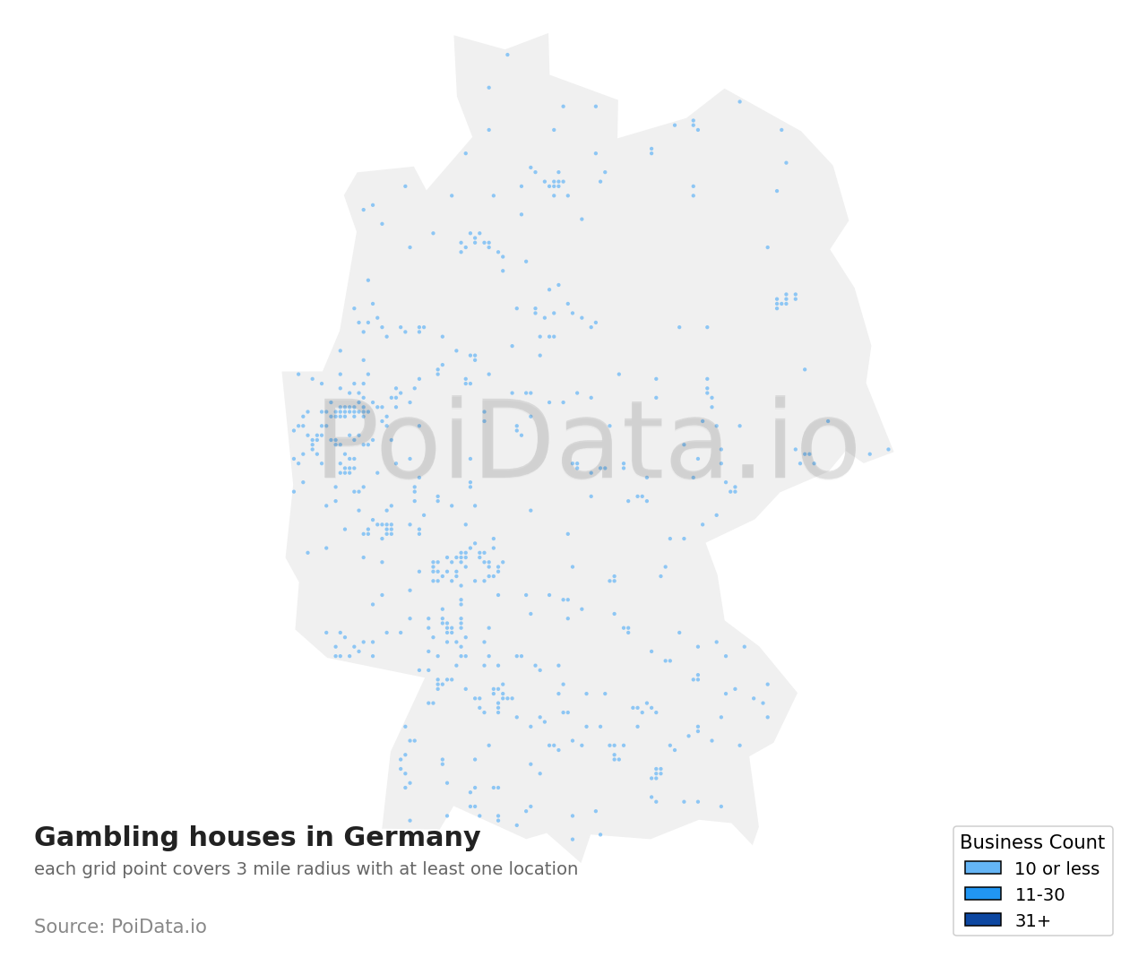 Gambling house density map for Germany