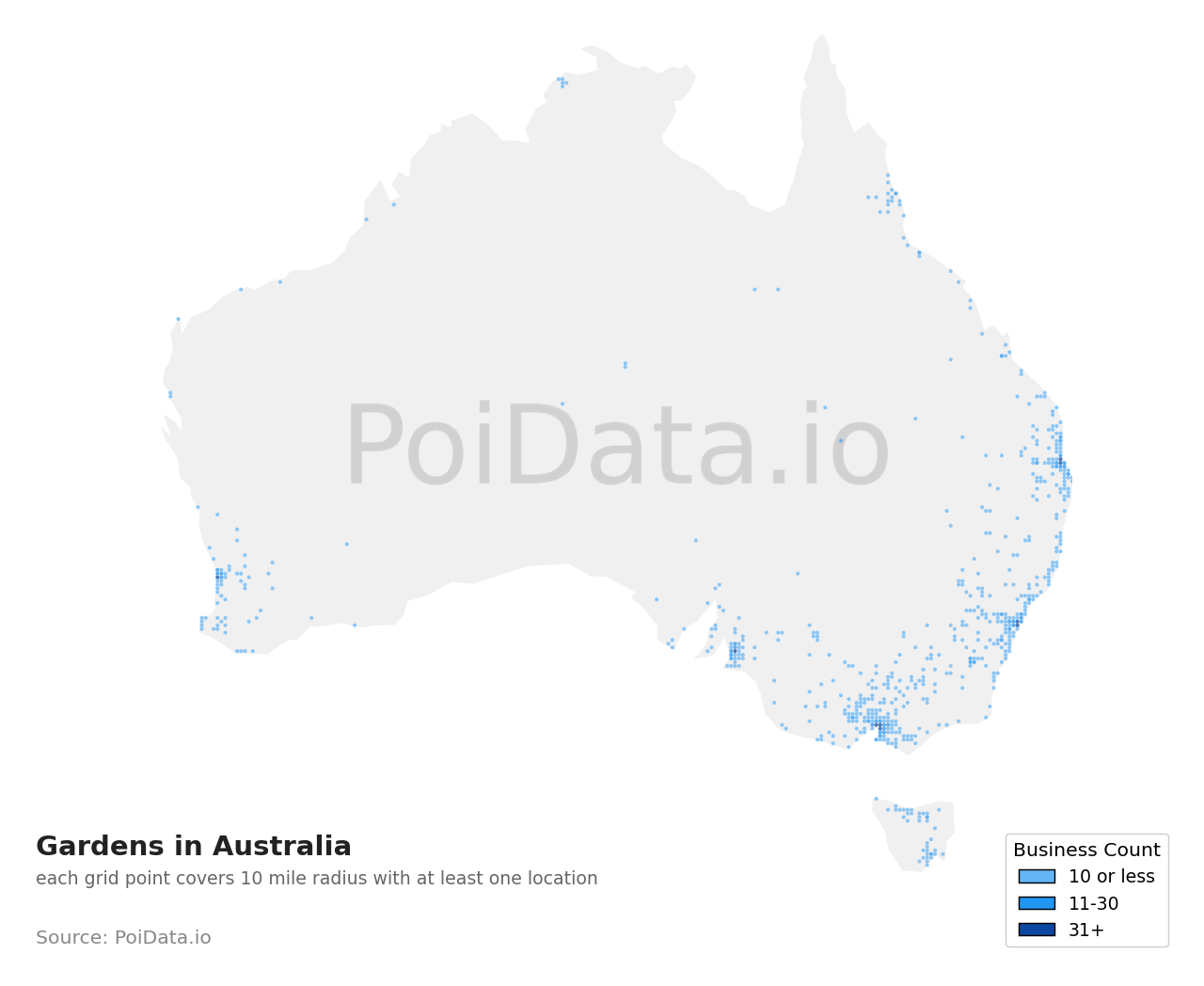 Garden density map for Australia