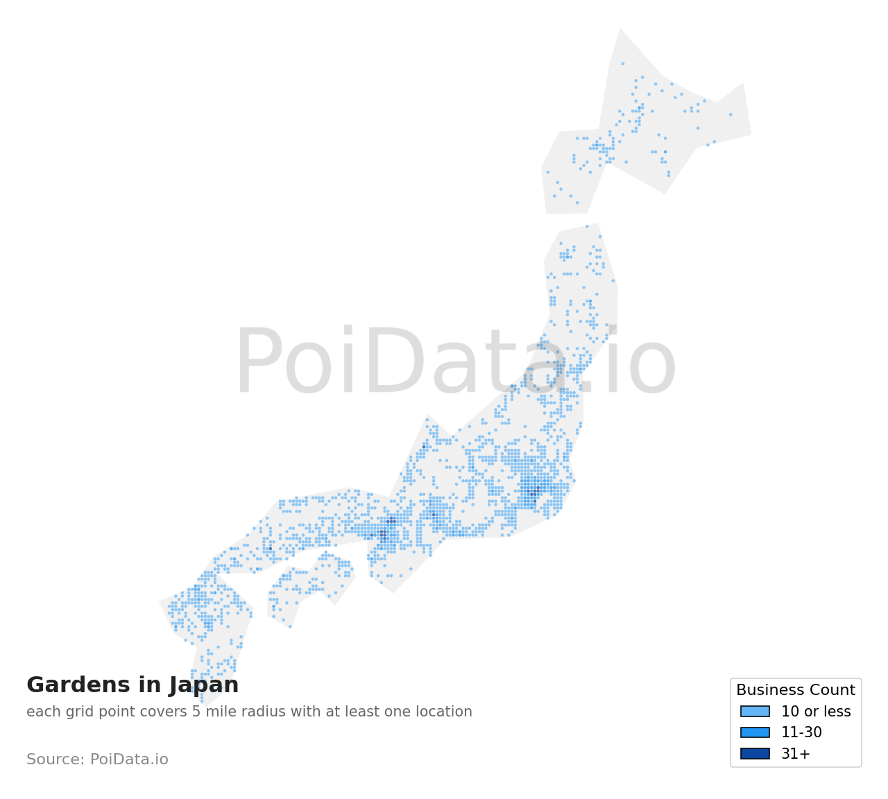 Garden density map for Japan