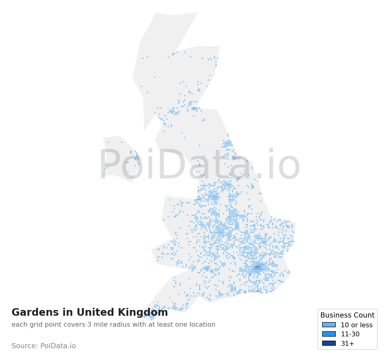 Garden density map for United Kingdom