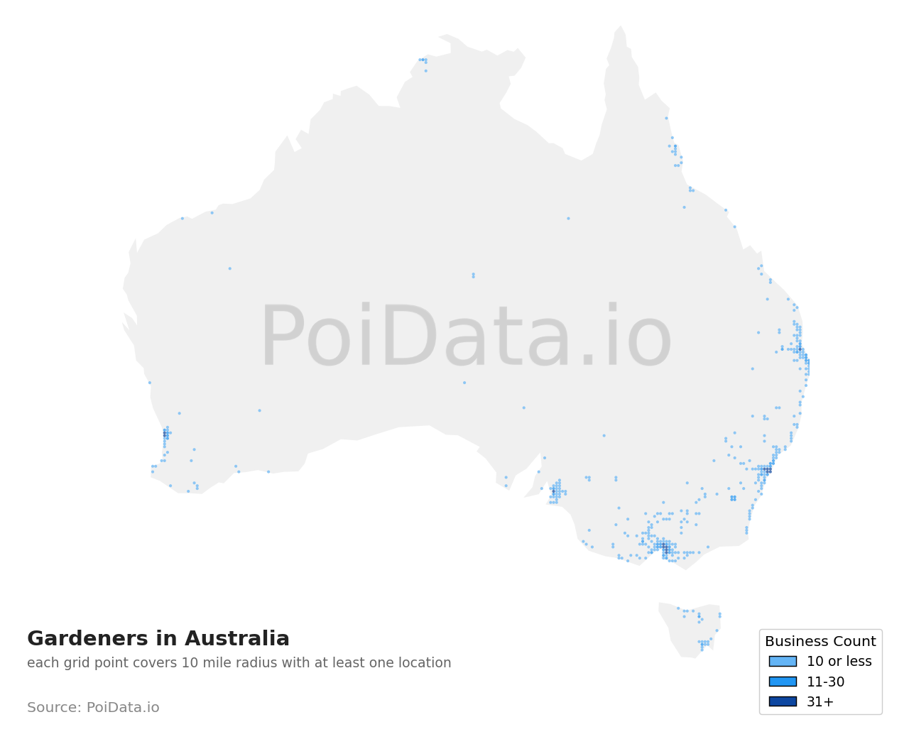 Gardener density map for Australia