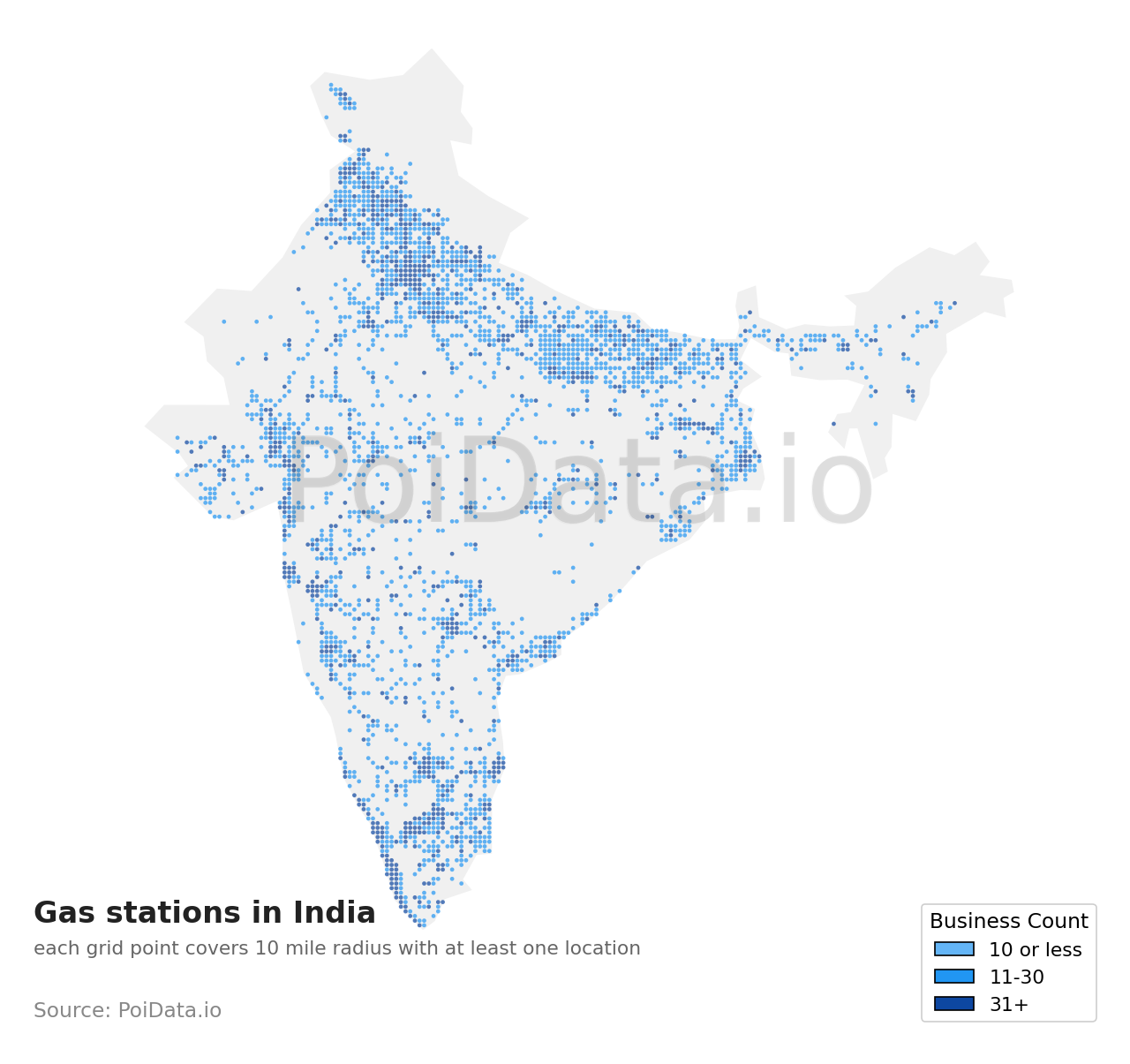 Gas station density map for India