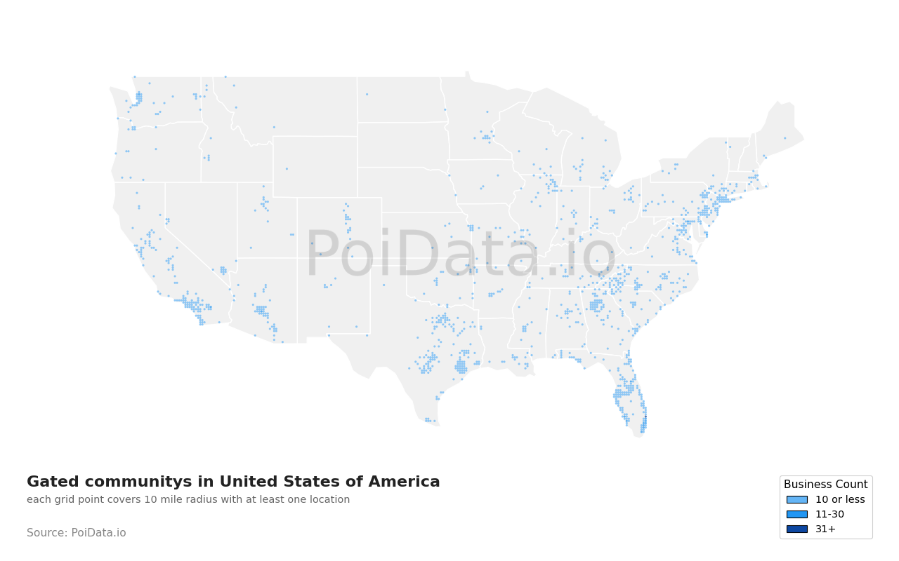 Gated community density map for United States
