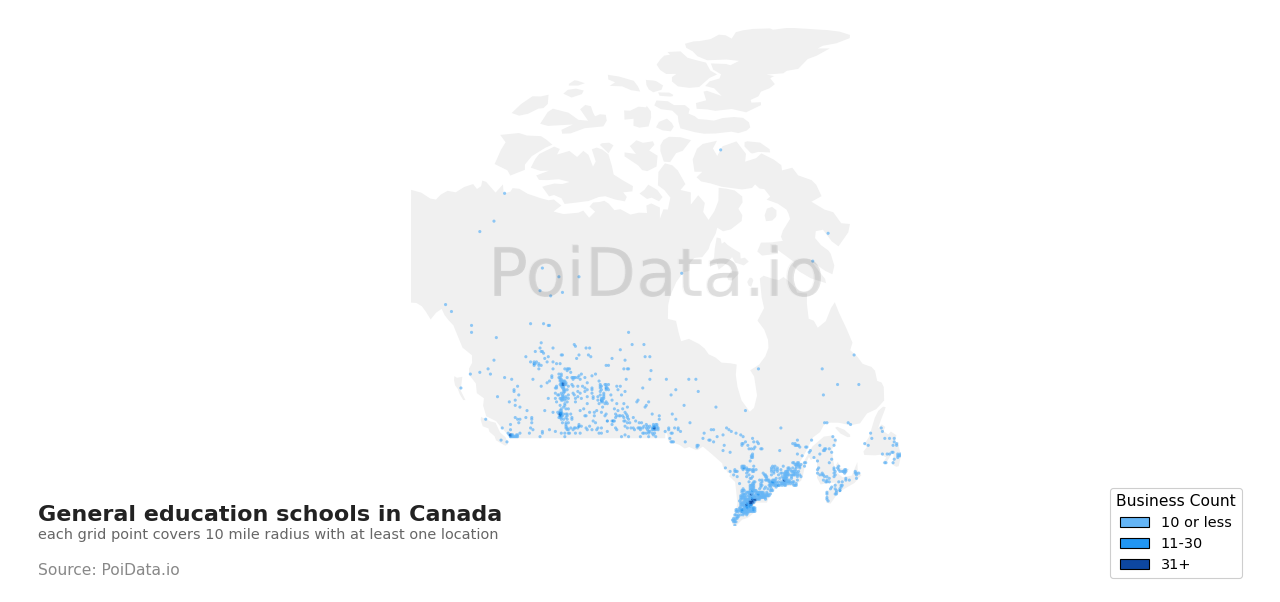 General education school density map for Canada