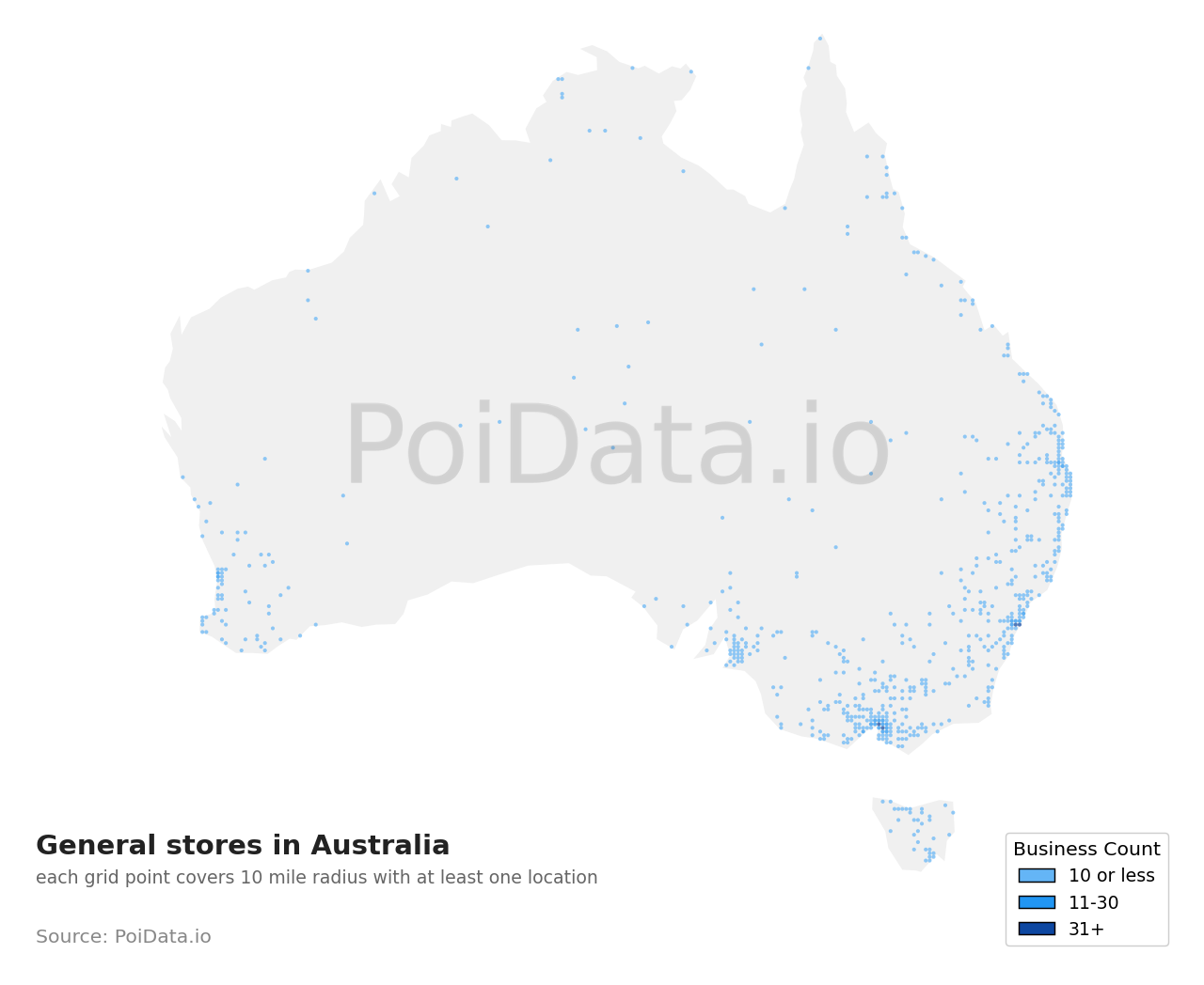 General store density map for Australia