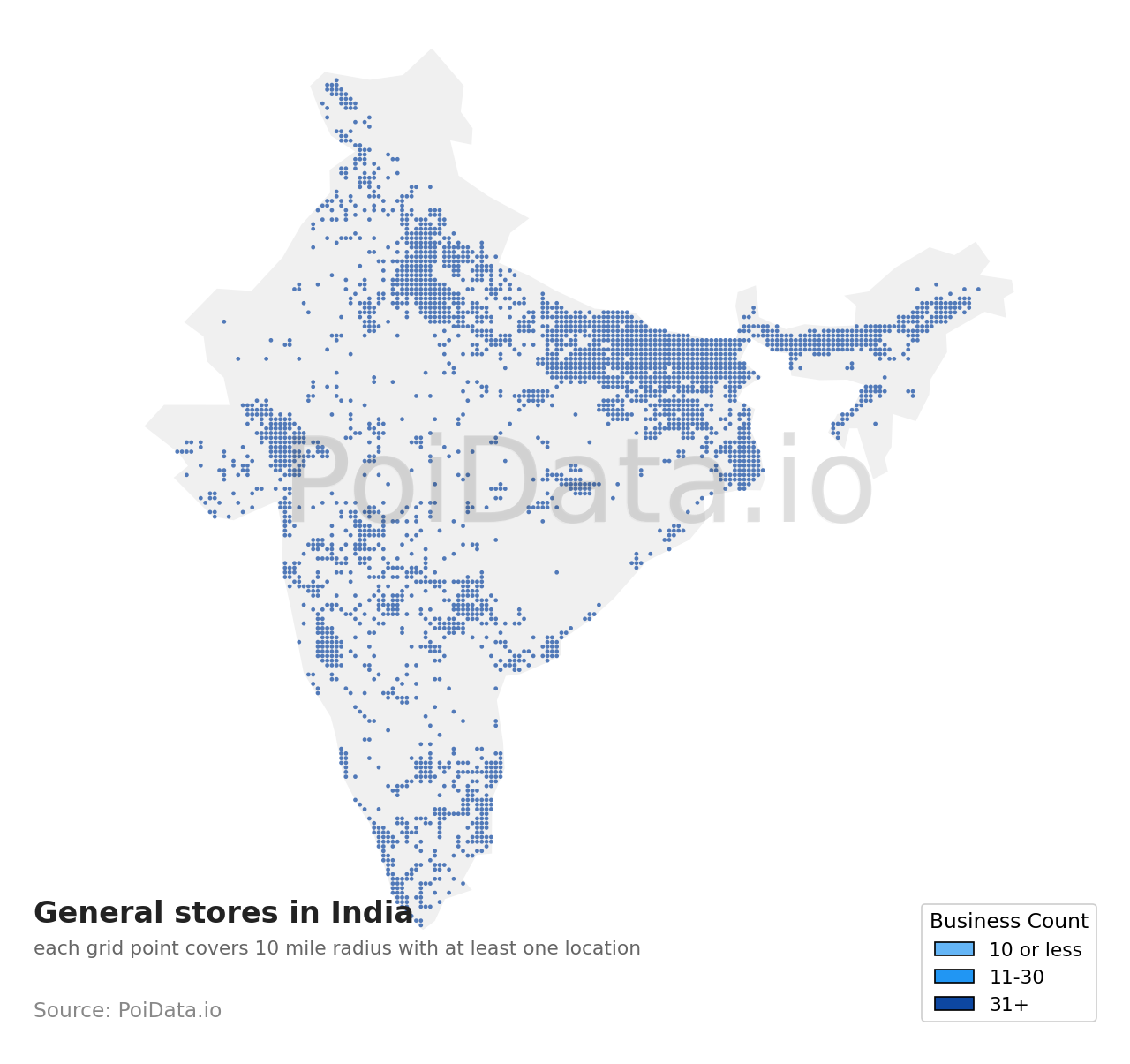 General store density map for Arunachal Pradesh, India