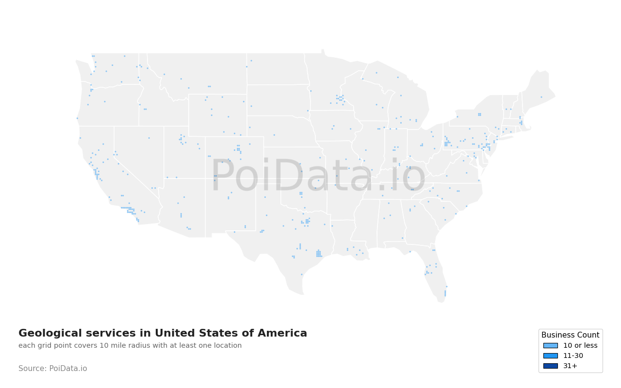 Geological service density map for United States