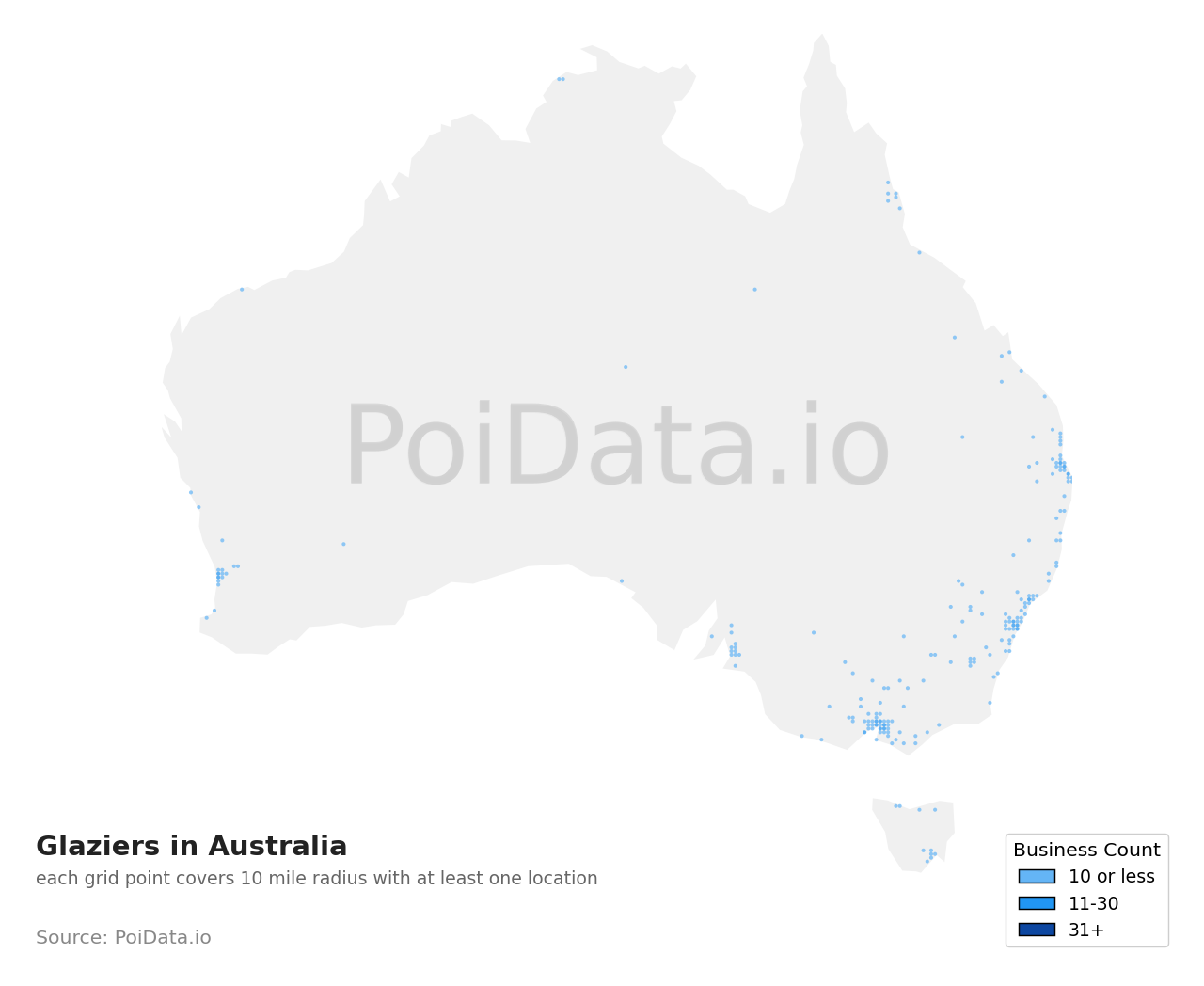 Glazier density map for Australia