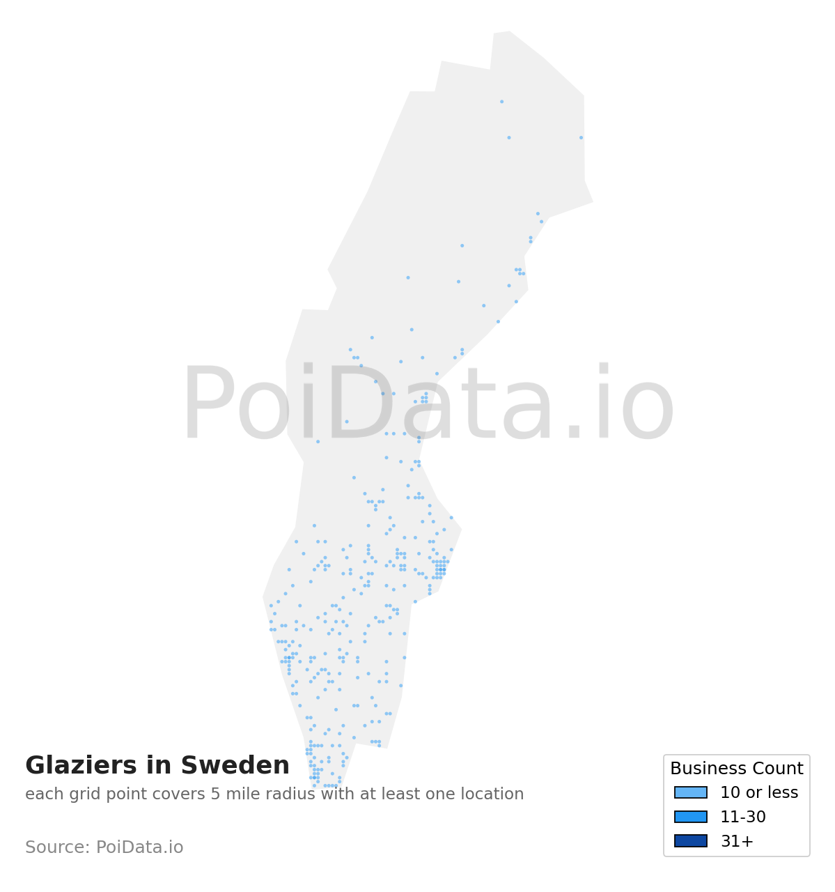 Glazier density map for Sweden