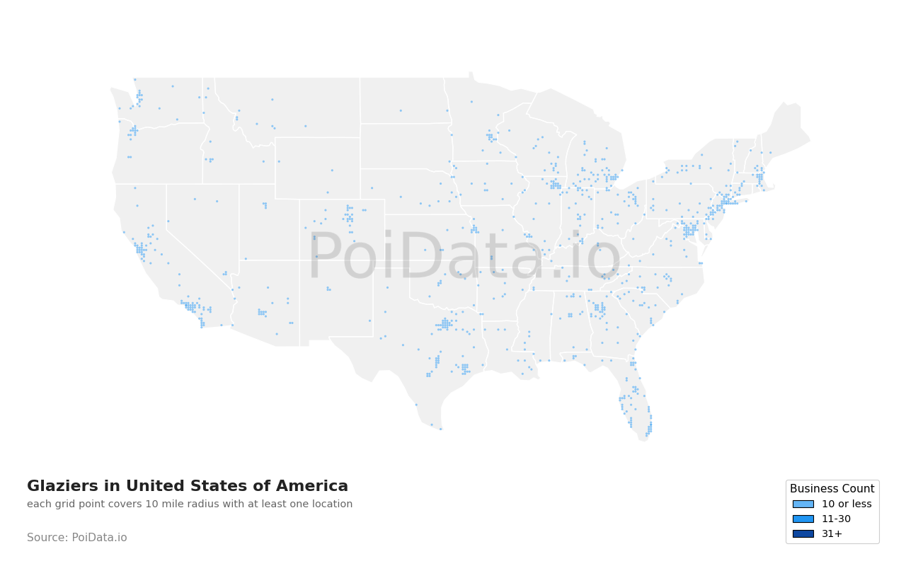 Glazier density map for United States
