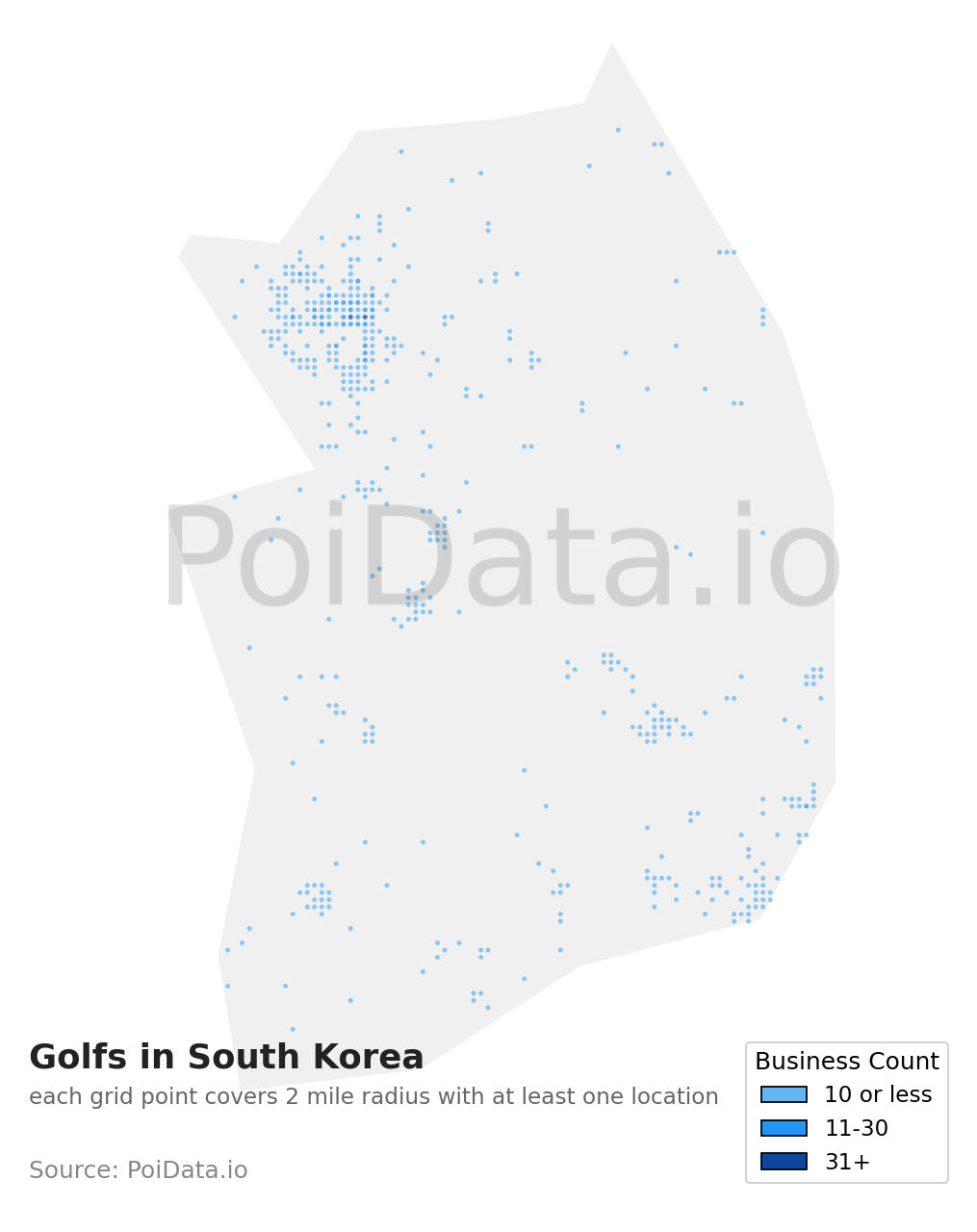 Golf density map for South Korea